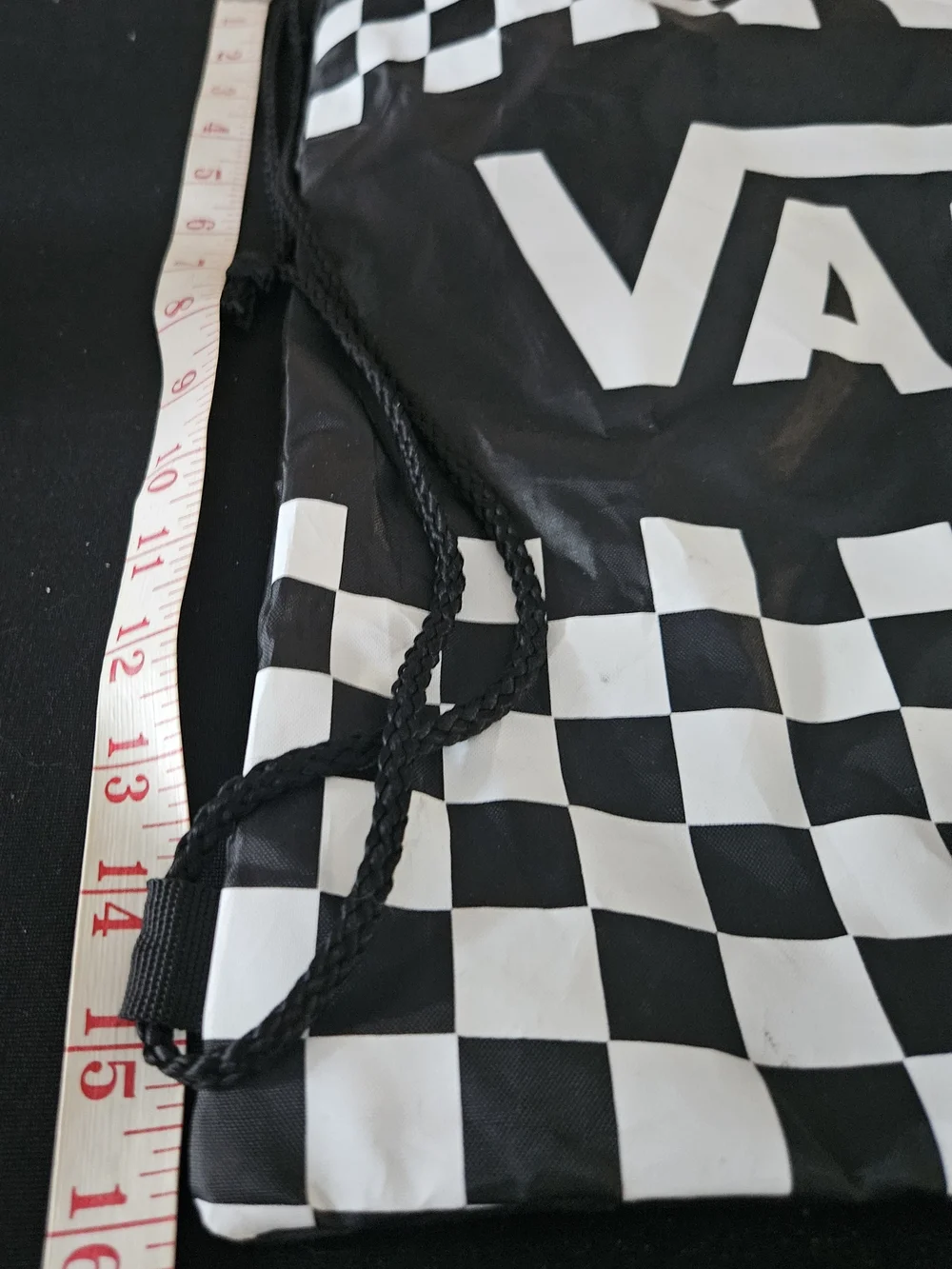 Vans Black & White Checkerboard Drawstring Backpack